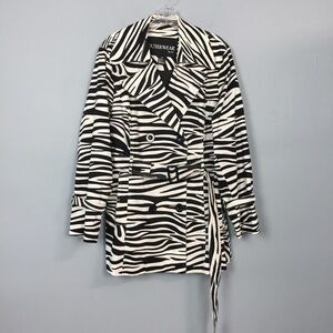 OUTERWEAR by Lisa Zebra Print Belted Trench Coat